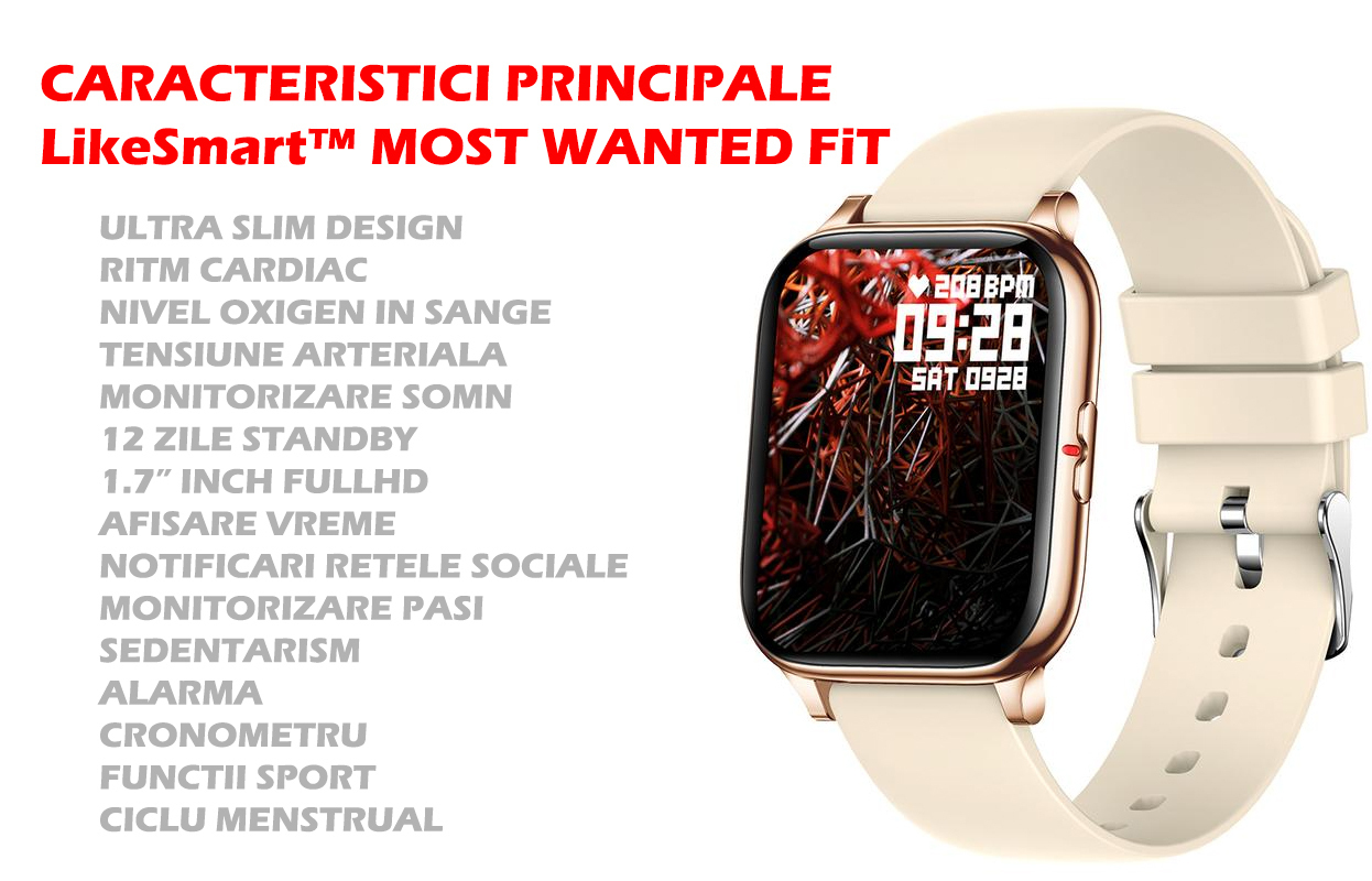 MostWanted FiT Aluminium Smartwatch with Heart Rate Monitor (Dark Pink) view 4