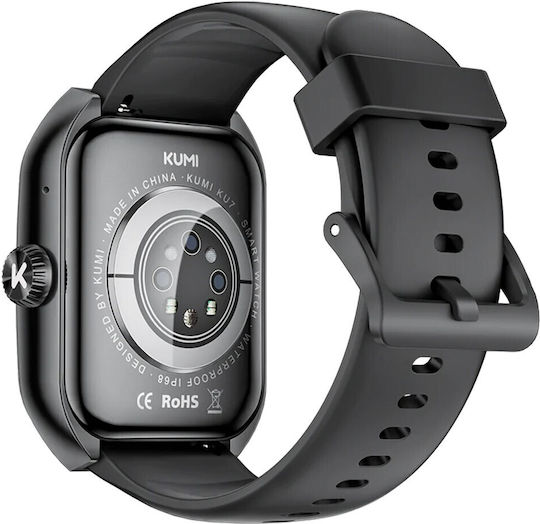 Kumi KU7 Smartwatch with Heart Rate Monitor (Black) view 4