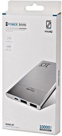 YOURZ Yourz R7 Power Bank 10000mAh with 2 USB-A Ports Silver view 4
