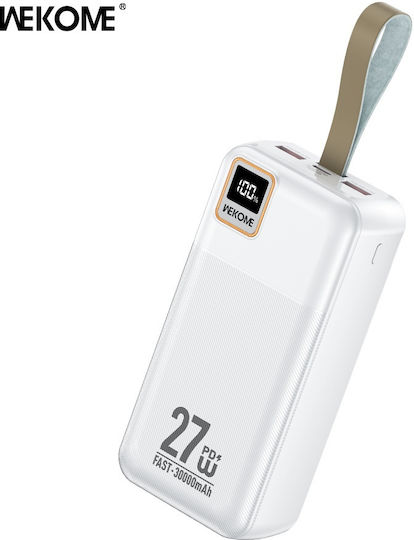 WK WP-96 Power Bank 30000mAh 27W with 2 USB-A Ports and USB-C Port White view 1