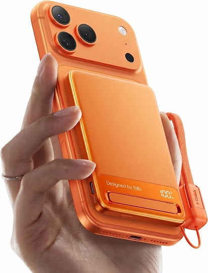 Iniu MagPro Slim MagSafe Power Bank 5000mAh 15W with USB-C Port Orange view 4