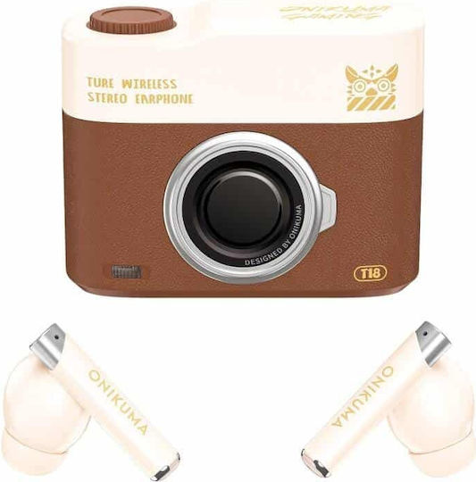 Onikuma T18 In-ear Bluetooth Handsfree Earphones with Sweat Resistance and Charging Case Brown view 2
