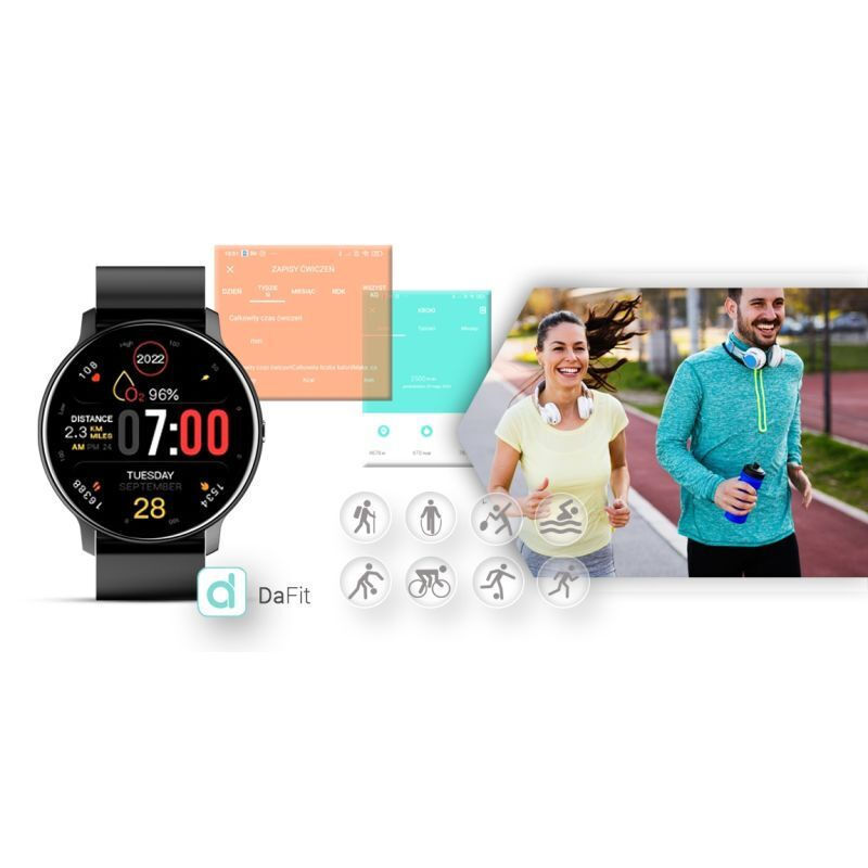 Giewont 46mm Smartwatch with Heart Rate Monitor (Black) view 3