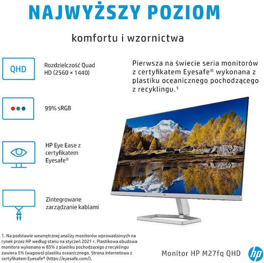 HP M27fq IPS Monitor 27" QHD 2560x1440 with Response Time 5ms GTG view 7