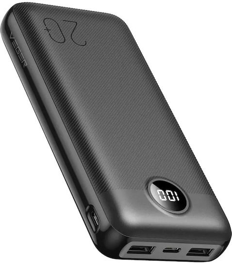 Veger VP2039 Power Bank 20000mAh 20W with 2 USB-A Ports and USB-C Port Black view 3