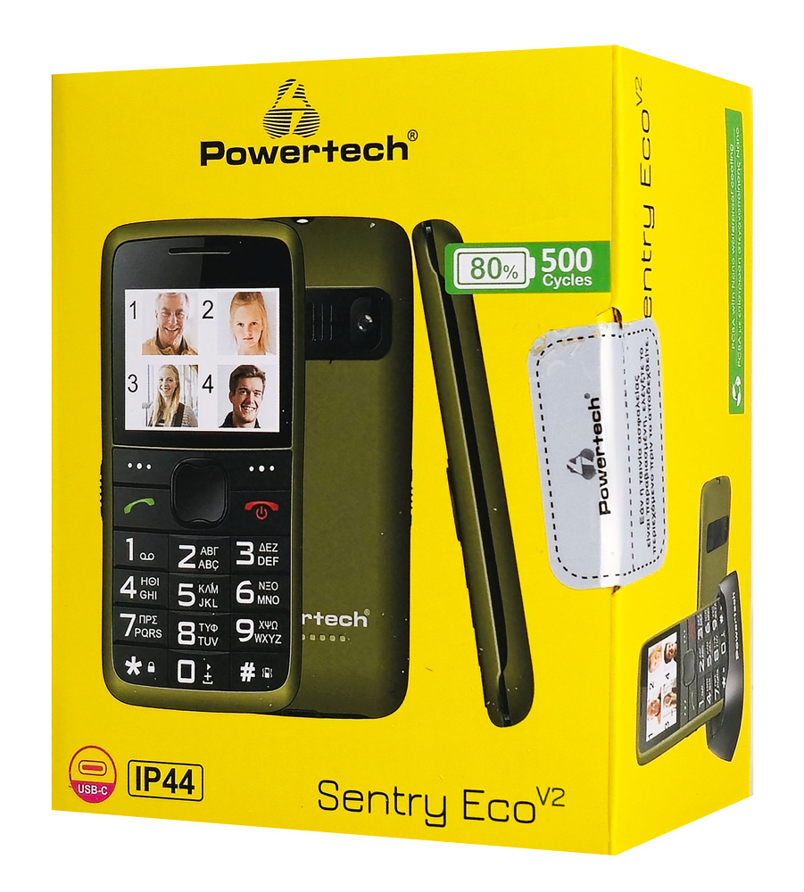 Powertech Eco V2 PTM-42 Dual SIM Mobile with Large Buttons Haki view 3