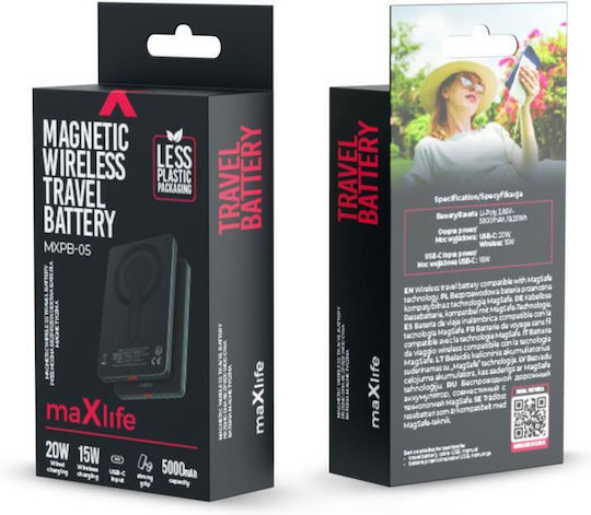 Maxlife MXPB-05 MagSafe Power Bank 5000mAh 20W with USB-C Port Power Delivery Black view 4