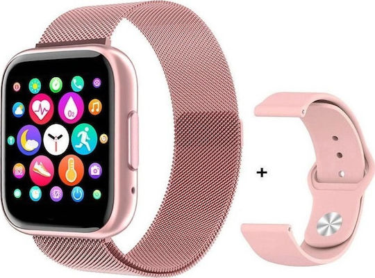 T99 Smartwatch with Heart Rate Monitor (Pink Silicone)