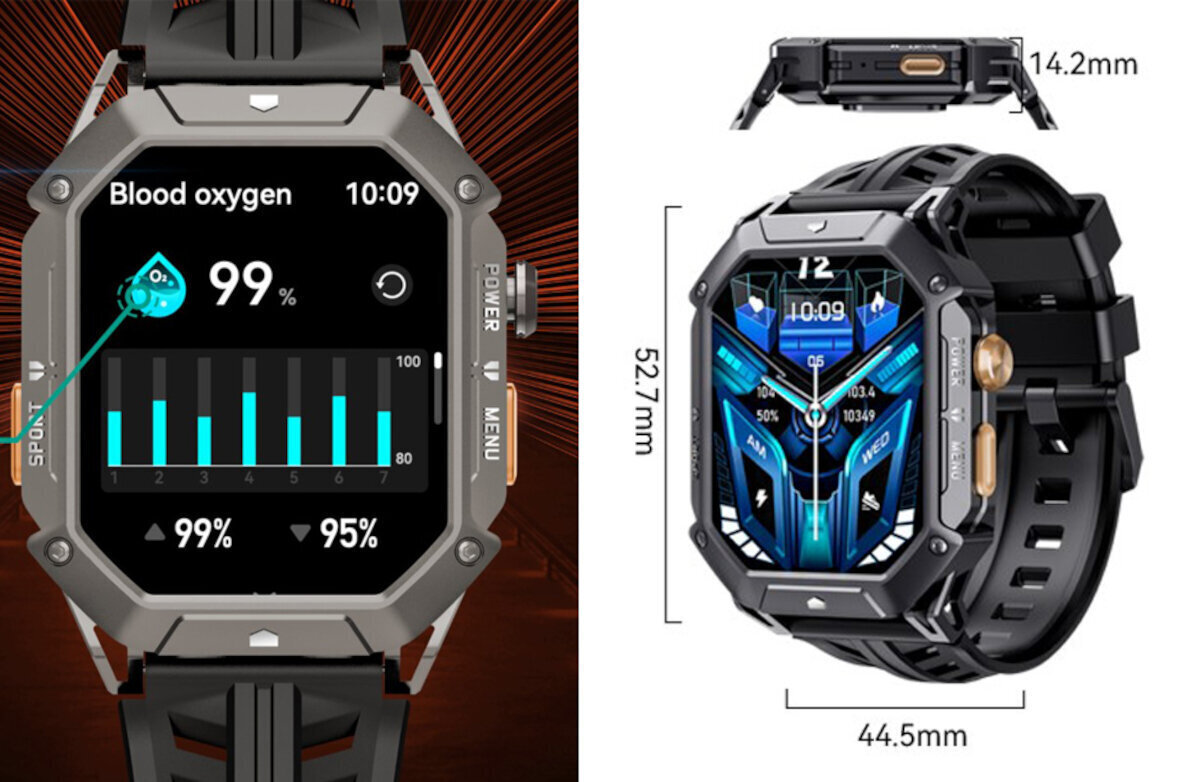Cubot X1 Aluminum Smartwatch with Heart Rate Monitor Black view 3