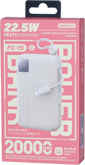 Remax FC-15 Power Bank 20000mAh 22.5W with USB-A Port and USB-C Port White view 2