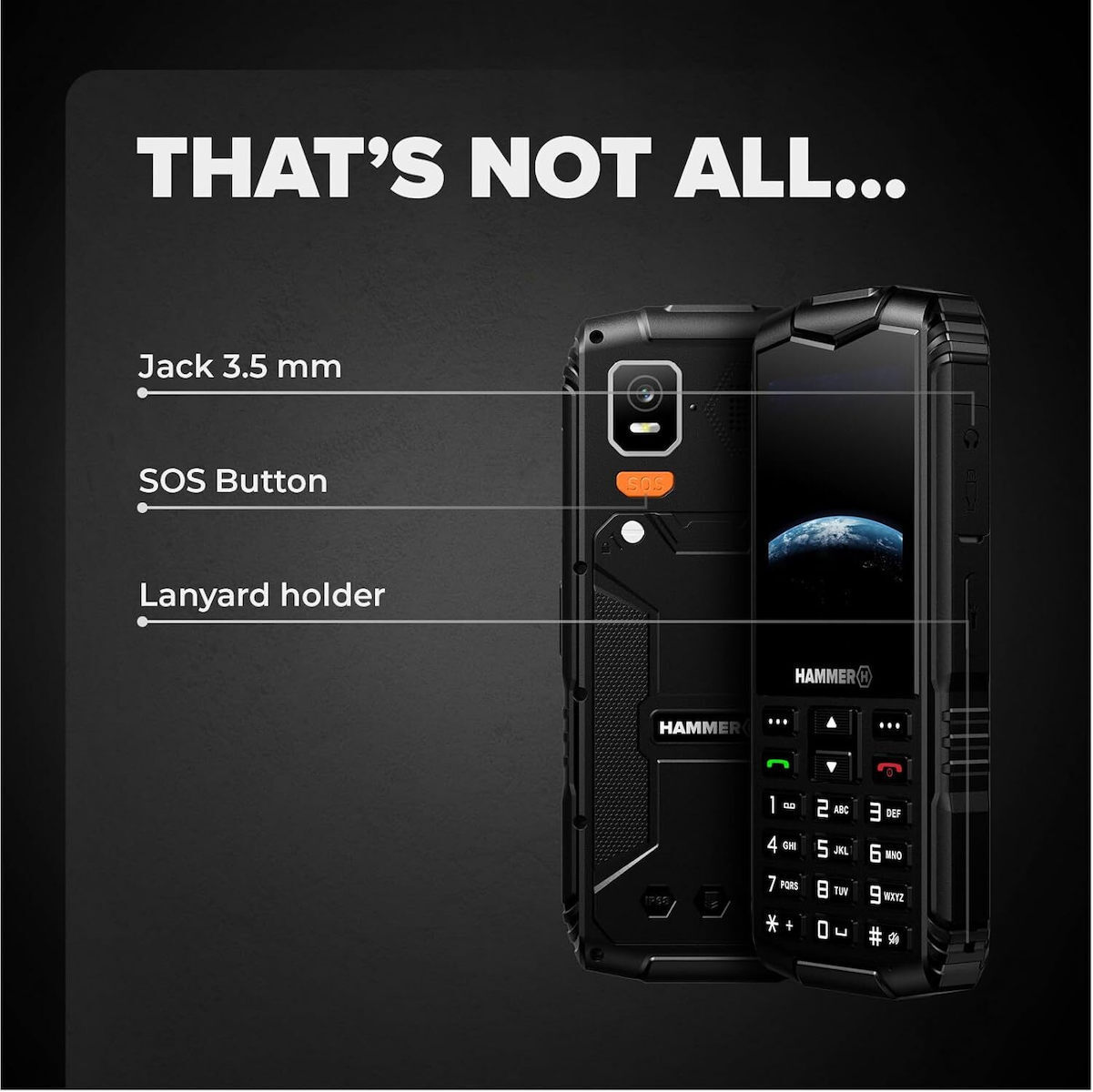 Hammer Horizon LTE Dual SIM Resistant Mobile Black view 6