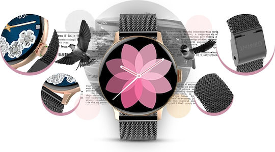 Giewont GW330 45mm Smartwatch with Heart Rate Monitor (Pink Powder Silicone Strap + Black Bracelet) view 5