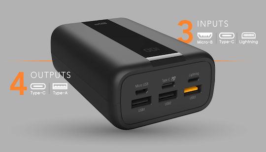 Silicon Power QX55 Power Bank 30000mAh 22.5W with 3 USB-A Ports and USB-C Port Power Delivery / Quick Charge 3.0 Black vue 3