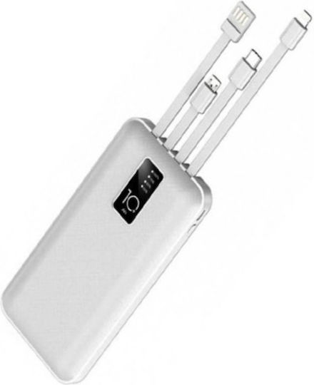 S-341 4 In 1 Power Bank 10000mAh with 2 USB-A Ports and USB-C Port White view 3