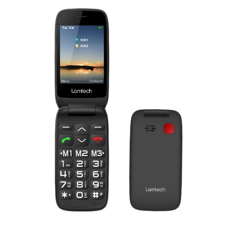 Lamtech Flip-X Dual SIM (32MB/32MB) Mobile with Large Buttons Black view 1