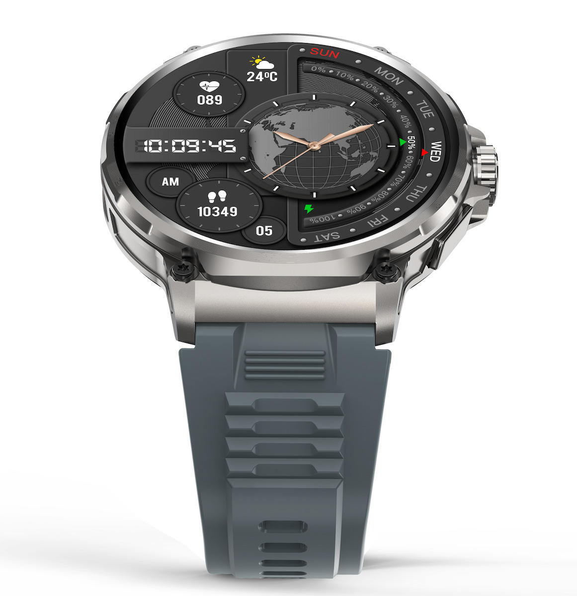 North Edge V69 Titanium 52mm Smartwatch with Heart Rate Monitor Gray Large view 2