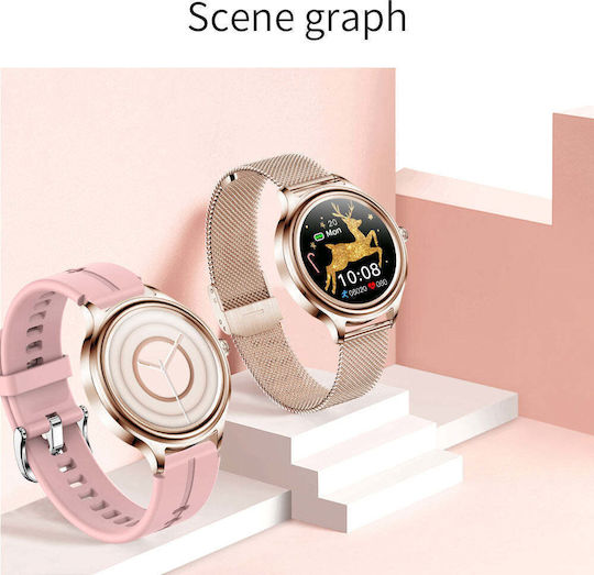Kumi K3 Stainless Steel 39mm Smartwatch with Heart Rate Monitor (Gold) view 8