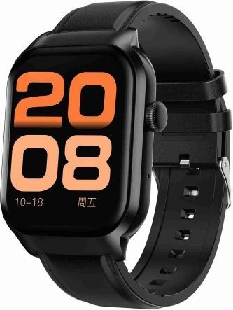 2,01 Inch Leather Strap Bluetooth Call Smart Watch Support Heart Rate Monitoring Non-invasive Blood Sugar Black