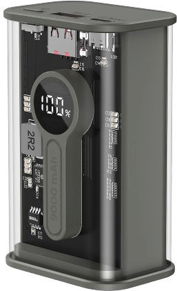 Gembird Power Bank 9000mAh 18W with USB-A Port and USB-C Port Quick Charge 3.0 Transparent view 4