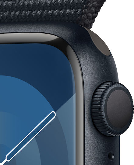 Apple Watch Series 9 Aluminium 41mm Waterproof with Heart Rate Monitor (Midnight Aluminium Case with Sport Loop Midnight (S/M)) vue 3