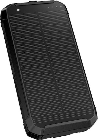 Platinet Camping Solar Power Bank 10000mAh 15W with 2 USB-A Ports and USB-C Port Power Delivery Black view 2