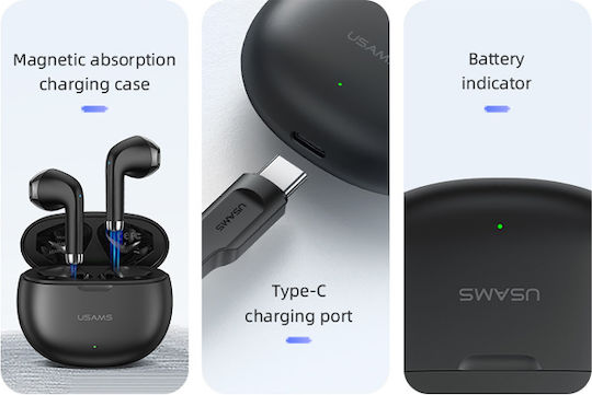 Usams YO17 Earbud Bluetooth Handsfree Earphones with Charging Case Black view 4