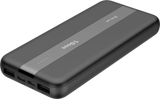 Tellur PBC103 Power Bank 10000mAh with 2 USB-A Ports and USB-C Port Black