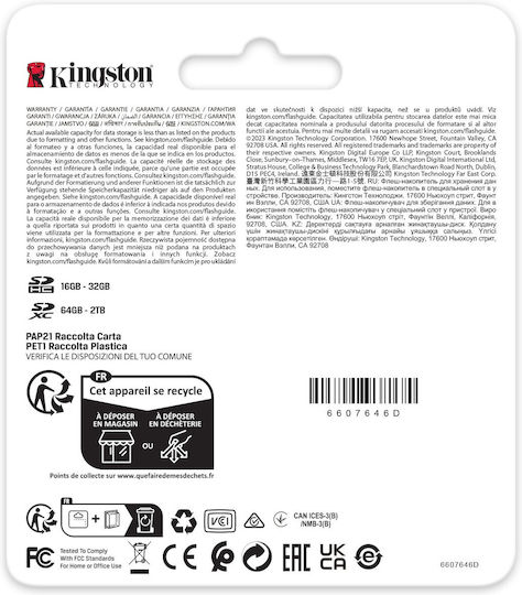 Kingston Canvas React Plus V60 SDXC 512GB Class 10 U3 V60 UHS-II vista 7