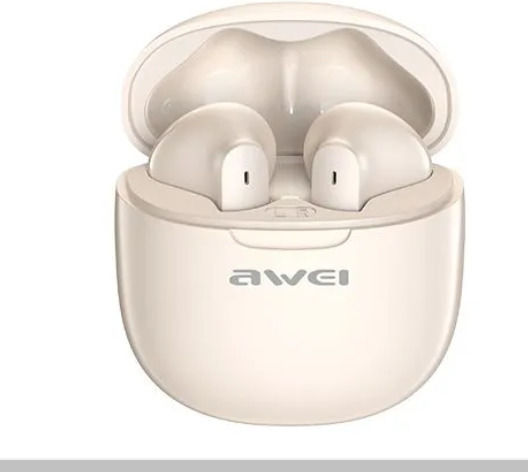 Awei T68 Earbud Bluetooth Handsfree Earphones with Charging Case Beige view 1