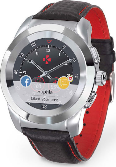 MyKronoz ZeTime Premium Stainless Steel 44mm Smartwatch with Heart Rate Monitor (Red) view 2