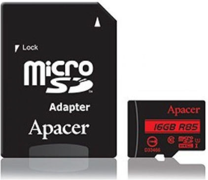Apacer R85 microSDHC 16GB U1 UHS-I Memory Card with Adapter view 1