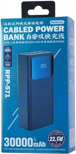 Remax RPP-571 Power Bank 30000mAh with USB-A Port Power Delivery Blue view 4