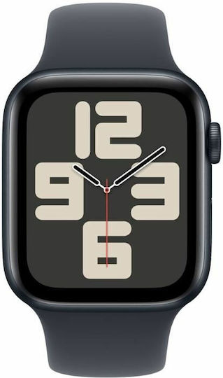Apple Watch SE 2024 Aluminium 44mm Waterproof with Heart Rate Monitor (Midnight with Midnight Sport Band (M/L)) view 1