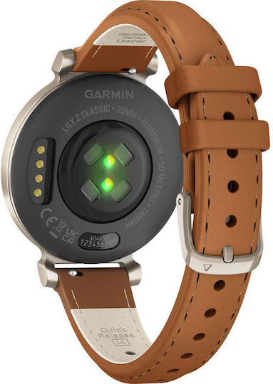 Garmin Lily 2 Classic Aluminium Waterproof Smartwatch with Heart Rate Monitor (Cream Gold with Tan Leather Band) view 9