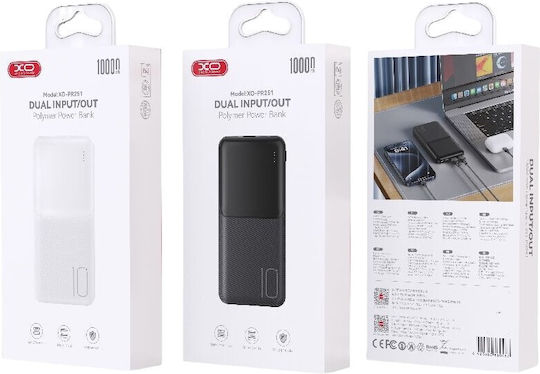 XO PR251 Lighted Power Bank 10000mAh with 2 USB-A Ports White vue 3