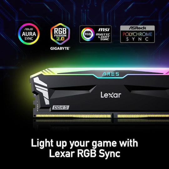 Lexar Ares RGB 32GB DDR5 RAM with 2 Modules (2x16GB) and 7200 Speed for Desktop (LD5U16G72C34LA-RGD) view 4
