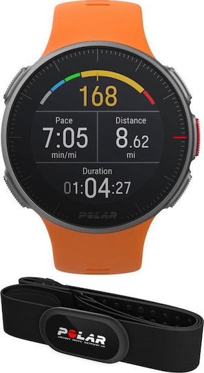 Polar Vantage V HR Stainless Steel 46mm Waterproof Smartwatch with Heart Rate Monitor (Orange) view 4