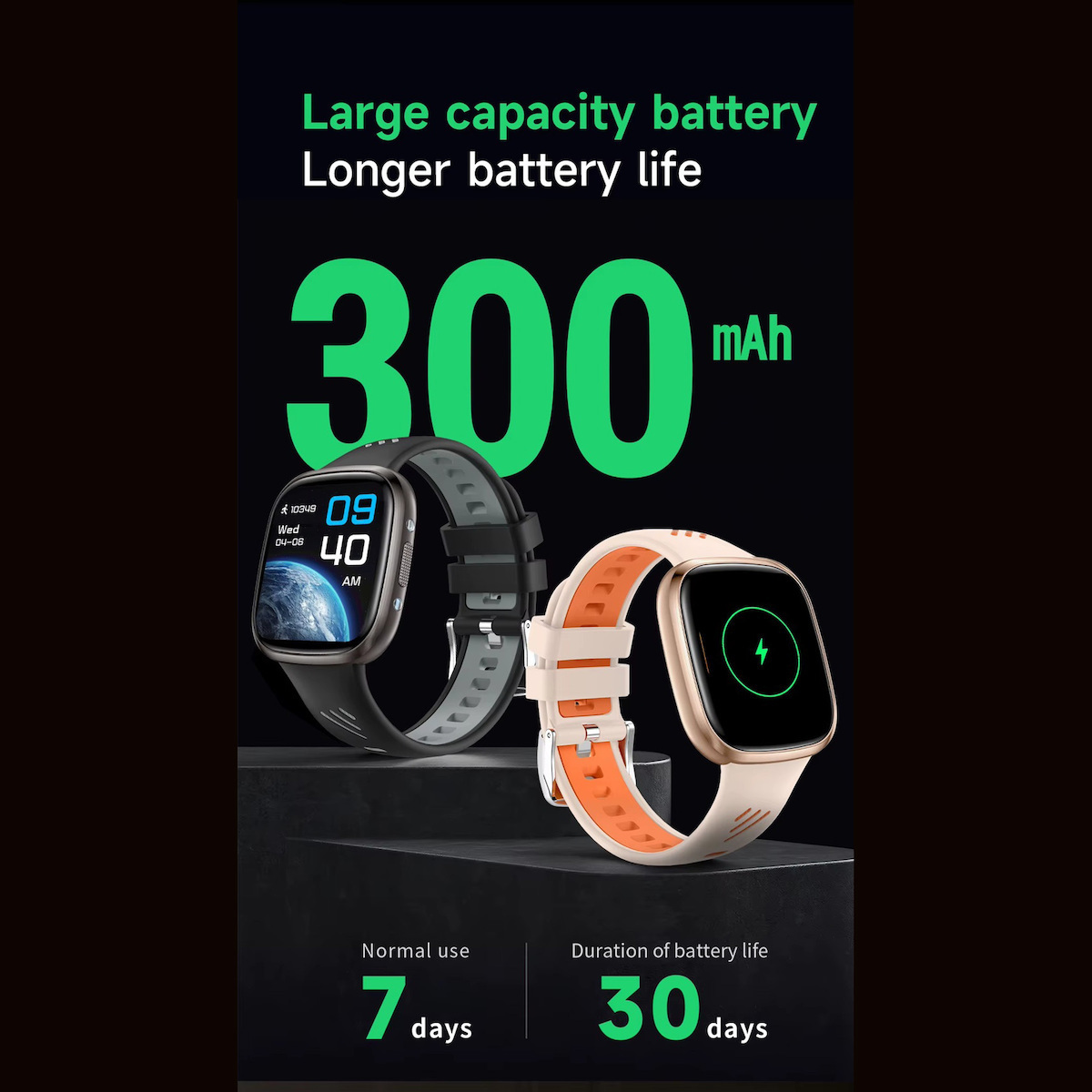 36mm Smartwatch With Heart Rate Monitor Black vue 6