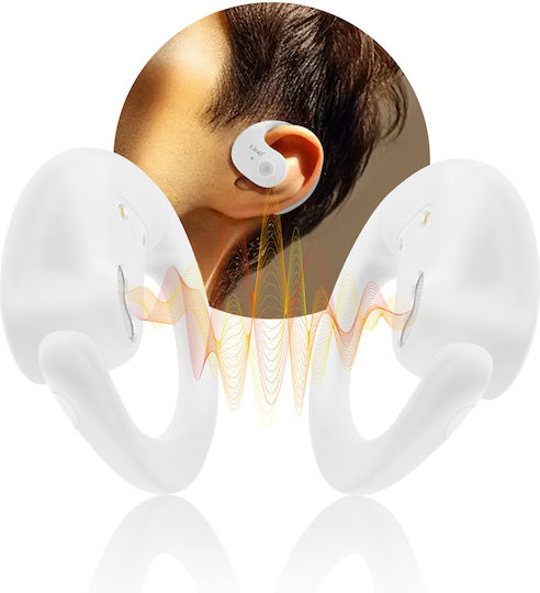 LinQ R9563 Bone Conduction Bluetooth Handsfree Earphones with Sweat Resistance and Charging Case White view 3