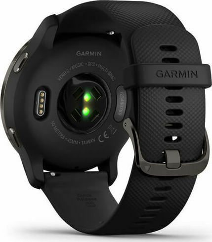 Garmin Venu 2 Stainless Steel 45mm Waterproof Smartwatch with Heart Rate Monitor (Slate Stainless Steel Bezel with Black Case and Leather Band) view 4