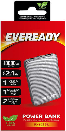 Energizer Eveready Mini Power Bank 10000mAh with 2 USB-A Ports and USB-C Port Silver vista 3