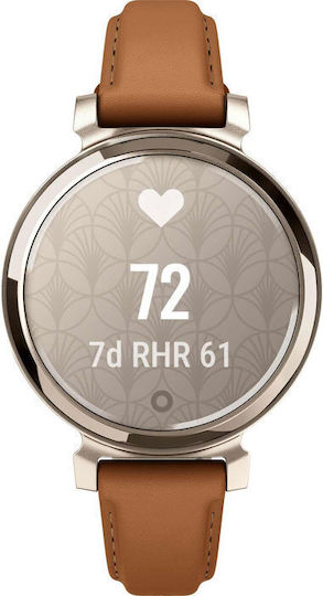 Garmin Lily 2 Classic Aluminium Waterproof Smartwatch with Heart Rate Monitor (Cream Gold with Tan Leather Band) view 2