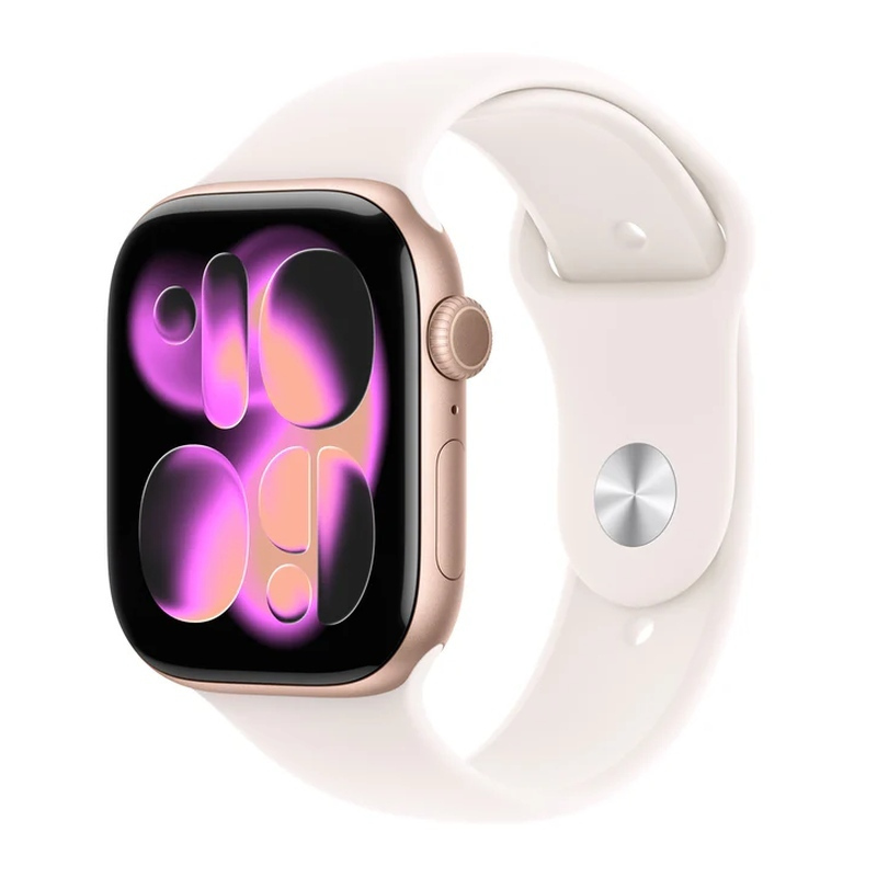 Apple Watch Series 11 Aluminium 46mm Waterproof with Heart Rate Monitor (Rose Gold Aluminium Case with Light Blush Sport Band - M/L) view 1