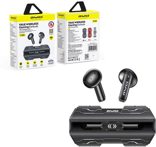 Awei T59 In-ear Bluetooth Handsfree Earphones with Charging Case Black view 3