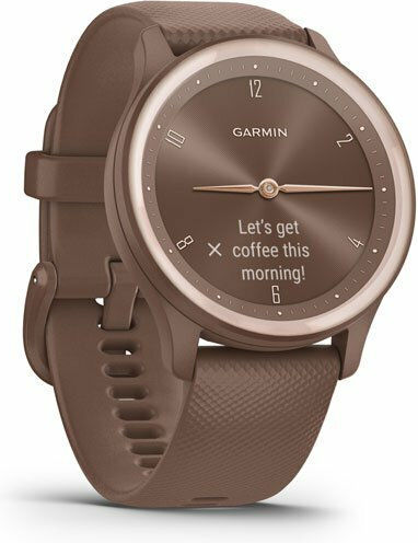 Garmin Vivomove Sport 40mm Waterproof Smartwatch with Heart Rate Monitor (Cocoa Case and Silicone Band with Peach Gold Accents) view 3