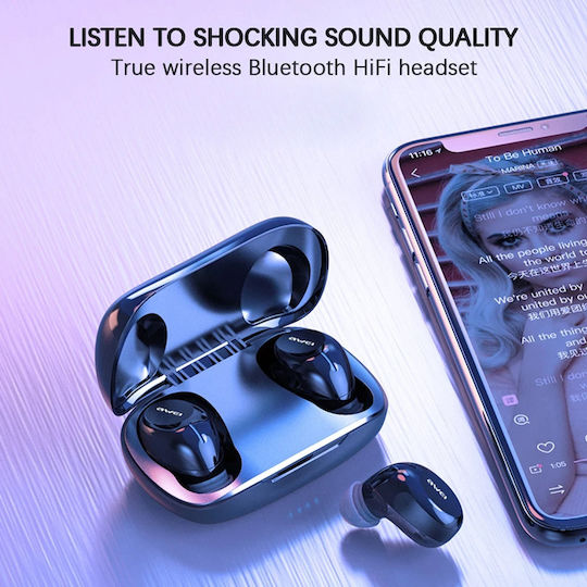Awei T20 In-ear Bluetooth Handsfree Earphones with Sweat Resistance and Charging Case Black Ansicht 4