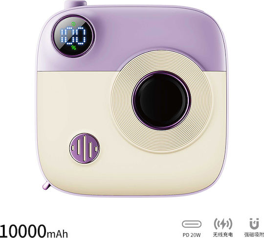 XO PR223 Power Bank 10000mAh 5W with USB-C Port Purple & White view 2
