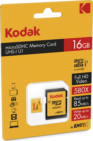 Kodak microSDHC 16GB Class 10 U1 V10 A1 UHS-I with Adapter view 3