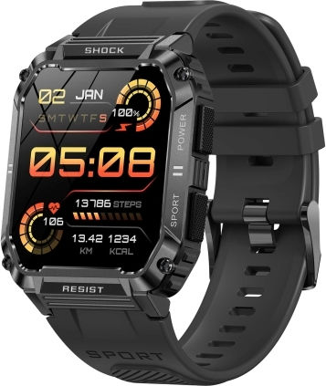 Hamtod T3 1.95 Inch Three Defenses Sport Smart Watch Support Bt Call Sport Modes Sleep Heart Rate Blood Oxygen Blood Pressure Monitoring Black view 1