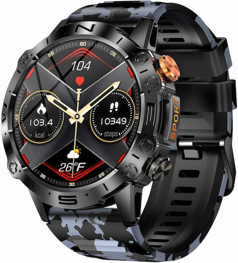 Gravity GT20 46mm Smartwatch with Heart Rate Monitor (Black / Black Camo) view 5